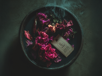 Dark Floral Shop Flower Bowl Gift Tag branding design edgy floral shop flowers funeral gift tag gothic graphic design logo mockup