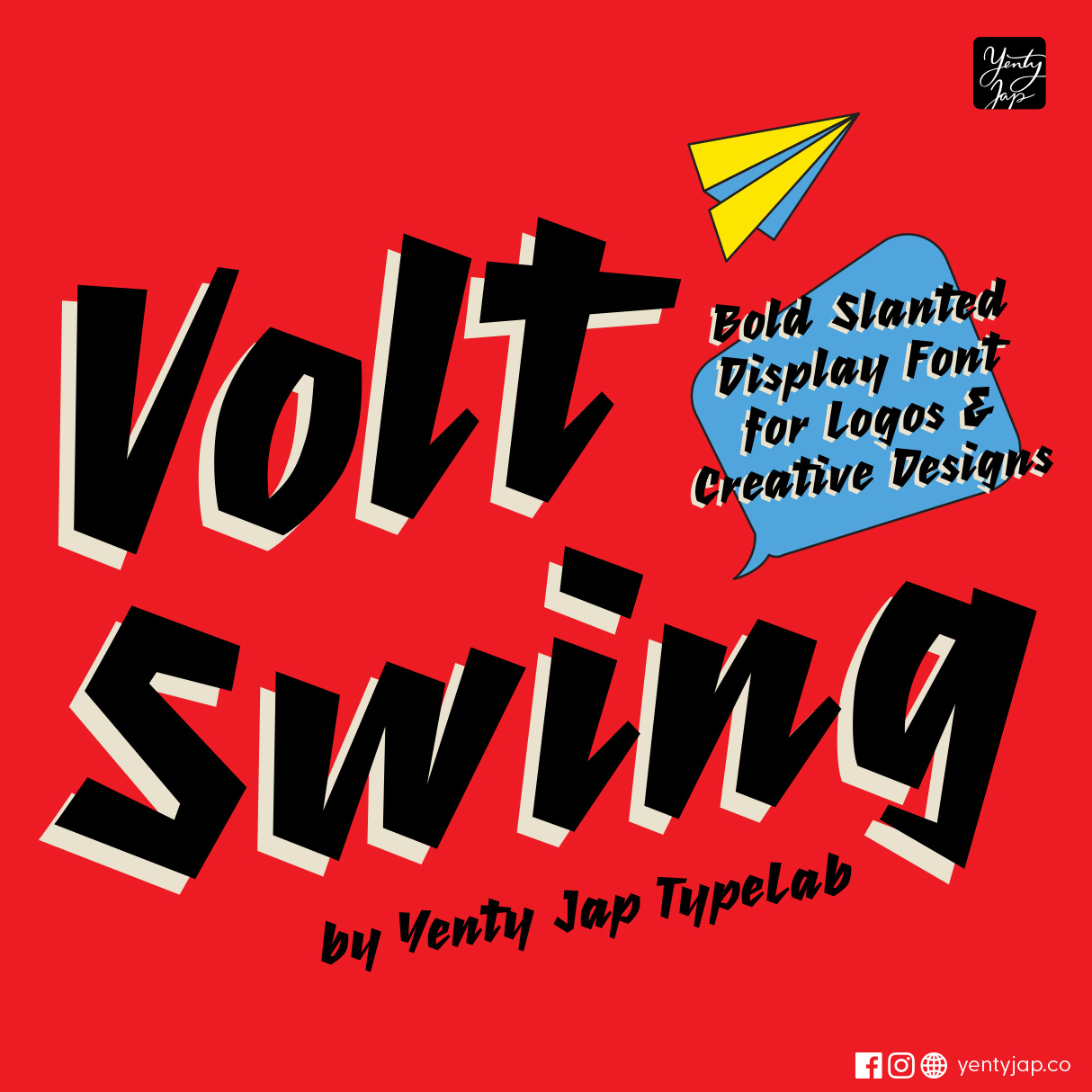 YJC Volt Swing – Bold Slanted Display Font for Logos & Creative banner design branding font creative display type funky font graphic design font groovy typeface headline font modern retro font poster font print ads quirky font retro advertising retro aesthetic type retro font signage streetwear lettering typeface for posters vintage advertisement vintage font vintage lettering
