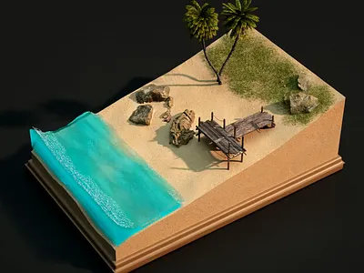 Beach 3d animation branding design motion graphics ui