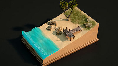 Beach 3d animation branding design motion graphics ui