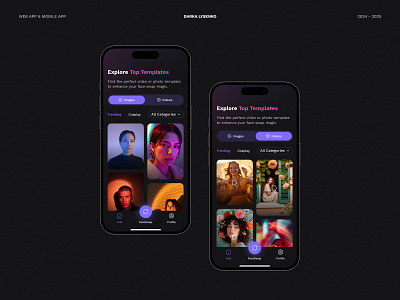 Face Swap Mobile & Web App - Product Design & UX/UI app catalog face swap gallery mobile mobile app mobile app design mobile application product design swap ui ui design user experience user interface ux design