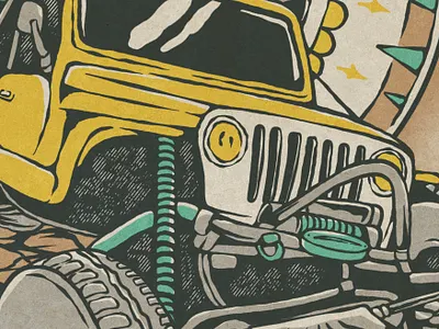 WADE THROUGH NATURE 4x4 adventure apparel branding clothing digital art graphic design illustration merchandise nature offroad outdoor product design tshirt vintage wrangler