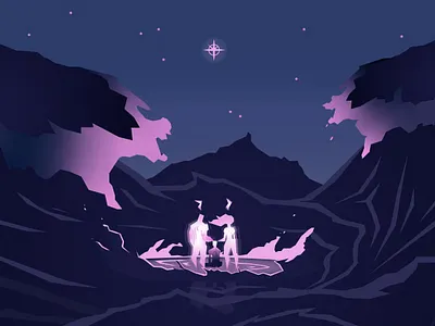 And Though the Sea Billows Roar (2022) adobe illustrator digital fine art fineart god moody night ocean waves spiritual star storm walking on water