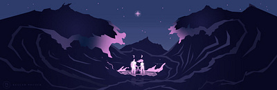 And Though the Sea Billows Roar (2022) adobe illustrator digital fine art fineart god moody night ocean waves spiritual star storm walking on water