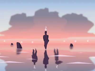 A Wandering Star (2025) adobe illustrator calm clouds digital art fine art fineart god illustration lost ocean sea spiritual stars wandering