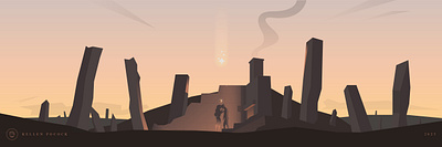 A Mercy Amongst My Ruin (2025) adobe illustrator desert digital digital art fine art fineart fire place god hearth illustration love lovers ruin ruins spiritual star sunset twilight