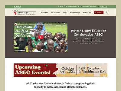 ASEC // Web Design africa catholic development donate donation education leadership non profit sister web design
