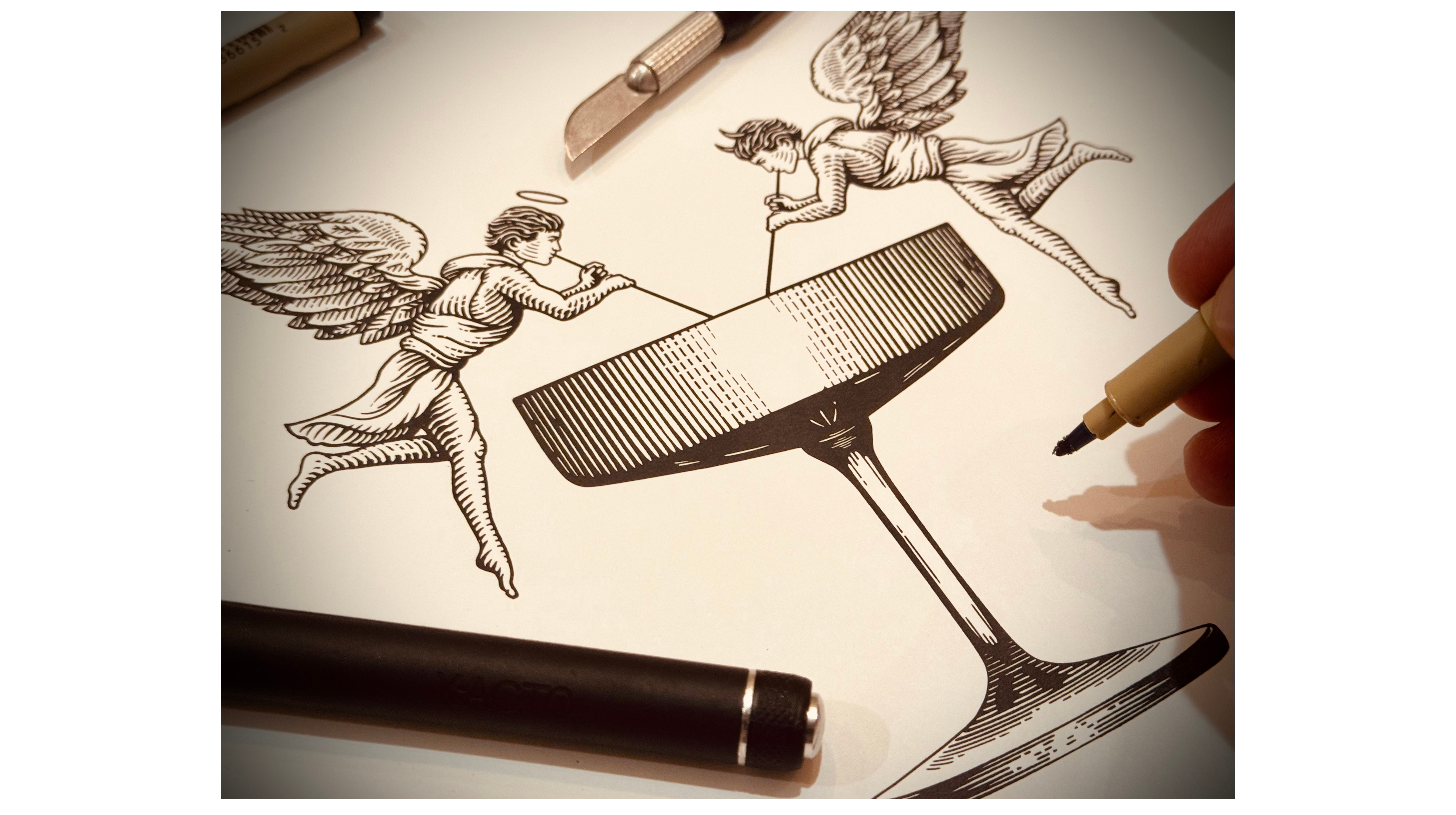 Apothecary Lounge Logo Mark ilustrated by Steven Noble artist artwork branding design drawing engraving etching illustration line art logo scratchboard steven noble visual identity woodcut