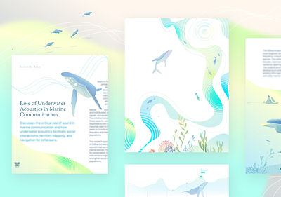 Illustration - Underwater Acoustics agua blue blue symphonie book ecosystem editorial education fish fishs illustration magazine marine mural ocean scientist sea story storytelling water whale