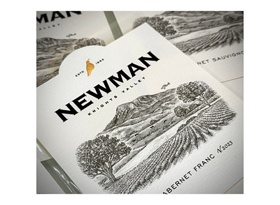 Newman Ranch Wine Label Illustrated by Steven Noble artwork branding design engraving etching illustration landscape line art scratchboard steven noble wine label woodcut