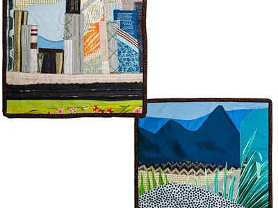 Cityscape & Landscape Mixed Media Pair art exhibit art show fabric mixed media quilt quilting sewing textile