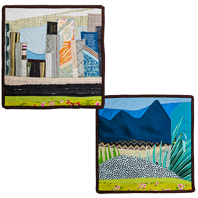 Cityscape & Landscape Mixed Media Pair art exhibit art show fabric mixed media quilt quilting sewing textile
