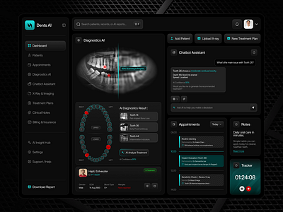 Dents AI - Dentist AI Dashboard ai ai analyze chatbot dashboard dental health landing page platform saas ui uiux web design website