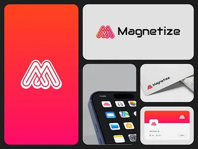 Magnetize – Digital Marketing & SEO Branding Logo app icon bold logo brand identity branding business logo clean design creative agency digital marketing gradient logo letter m logo logo design marketing agency minimal logo modern logo monogram logo professional logo seo agency startup branding tech logo web agency