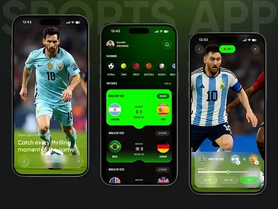 Sports Mobile App – Live Scores animation app app design fan community football football app ios live scores match highlights mobile mobile app mobile ui sports sports app sports mobile app sports stats ui design uiux