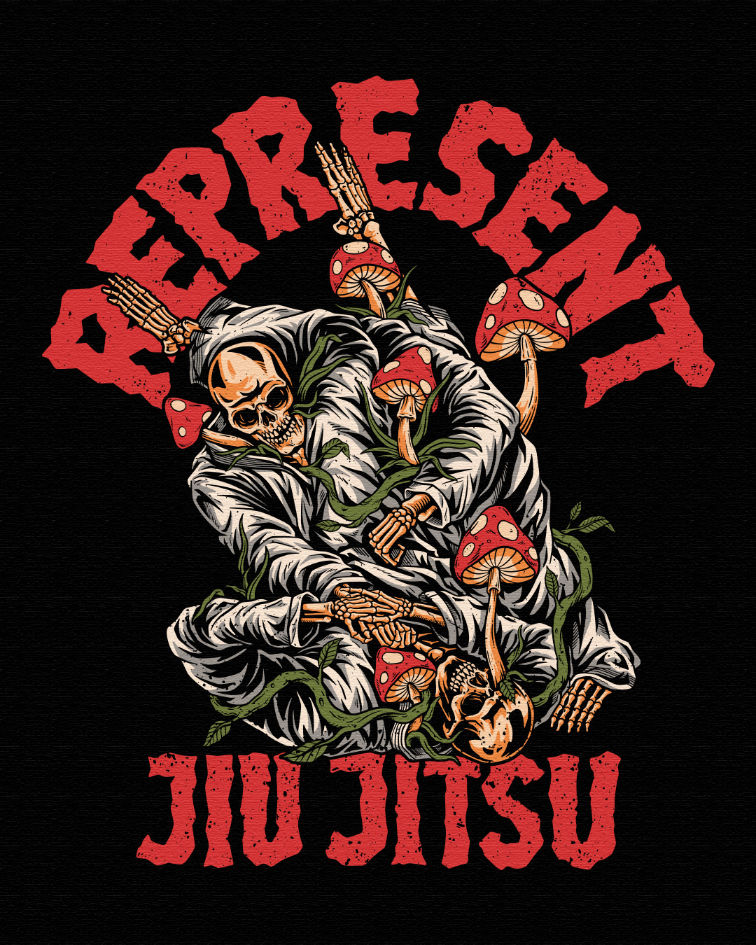 Jiu Jitsu apparel artwork branding clothing design extreme fight freelance illustration jiujitsu martialart merch mma skull sport t shirt
