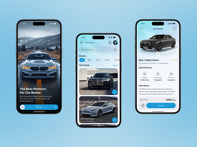 Car Rental Mobile App bmw booking app cars luxury mobile app product design rent rental app rental car saas sport car ui design ux design web design