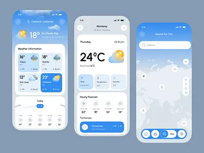 Weather App – Stay Ahead of Every Forecast app appdesign cleanui cloudy crm dashboardui design forecast forecastapp mobile mobile app mobileappdesign rain saas sunset temperature uidesign uxdesign weather weatherapp