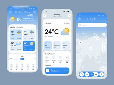 Weather App – Stay Ahead of Every Forecast app appdesign cleanui cloudy crm dashboardui design forecast forecastapp mobile mobile app mobileappdesign rain saas sunset temperature uidesign uxdesign weather weatherapp