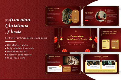 Armenian Christmas Thesis Presentation academic armenian christmas creative culture design education elegant festive history holiday minimal modern presentation red research slides template thesis tradition