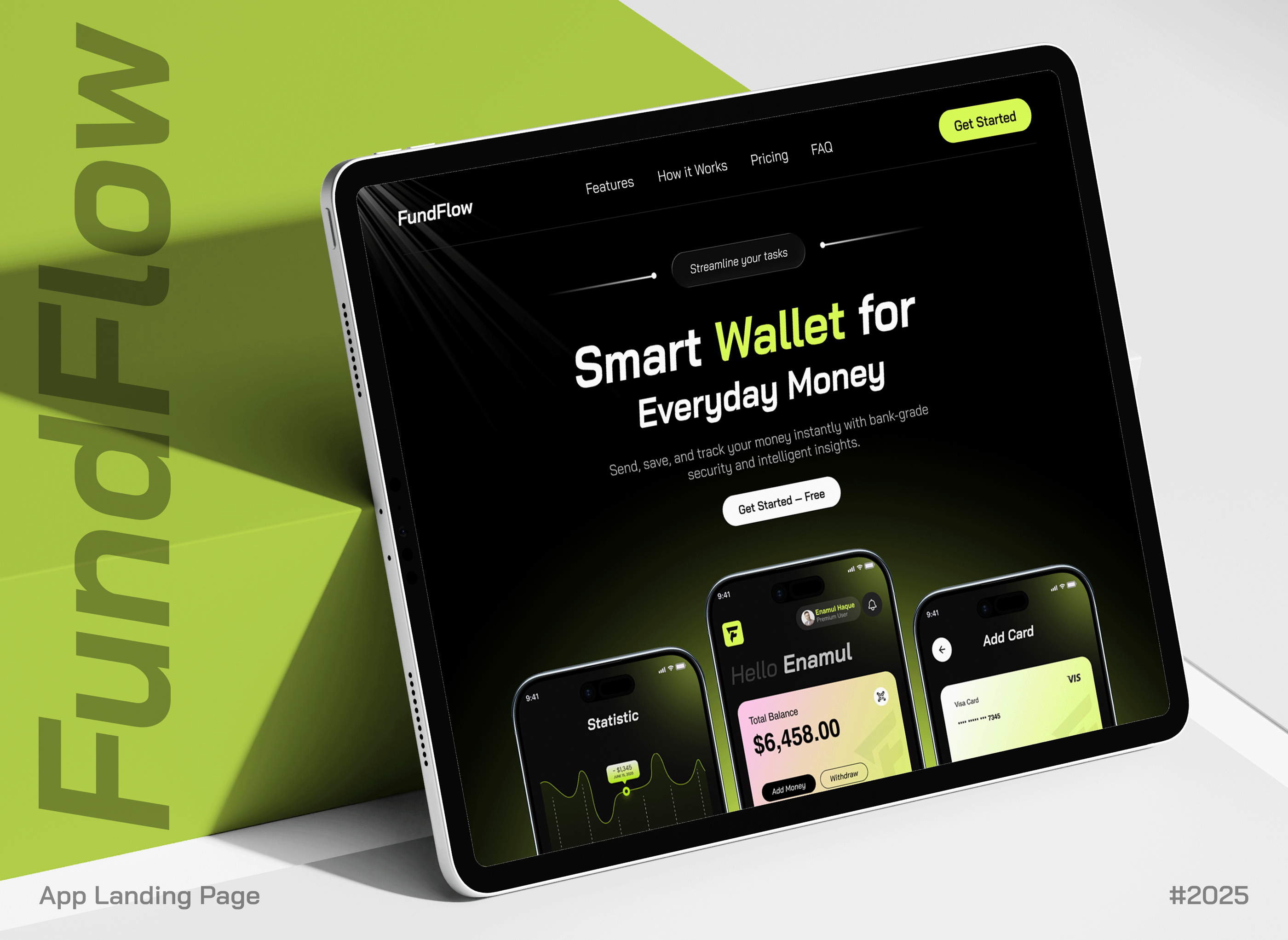 FundFlow | Smart Wallet App Landing Page - UI/UX Design appdesign cleanui dashboarddesign digitalwallet dribbble figmadesign financeapp fintech fintechdesign landingpage minimaldesign mobileappdesign paymentapp productdesign smartwallet uidesign uiux uxdesign walletapp webdesign