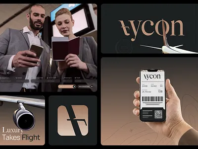 Tycon • Luxury Aviation Branding & Booking Experience aviation branding bold brand identity design brandidentity branding design flight booking logo graphic design logo luxury branding private jet brand travel logo wingly agency