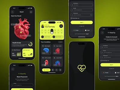 Health Tracker Mobile App analytics android app designer clinic app design inspiration health health app health tracker healthcare app heart heart tracker hospital medical app minimalist mobile app mobile app screens mobile app ui modern ui screen telemedicine user interface wellness app