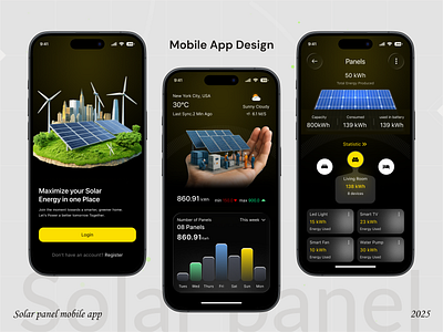 Solar Panel Monitoring Mobile App app design clean energy app energy monitor energy tracking app marketing mobile app product product design renewable energy service smart solar app solar app solar control solar dashboard solar energy app solar monitoring app solar panel app solar power solar system app