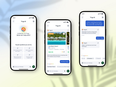 Travel AI Assistant Mobile App Design ai ai assistance app design app ui assistant booking platform focotik hotel booking app mobile mobile app design mobile ui design tourism app travel travel agency app travel app trip management trip planner ui ui design ux