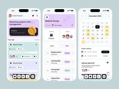 Task Management Mobile App accents app design design management minimal mobile mobile app mobile app design mobile design planning progress project management task task management ui uiux