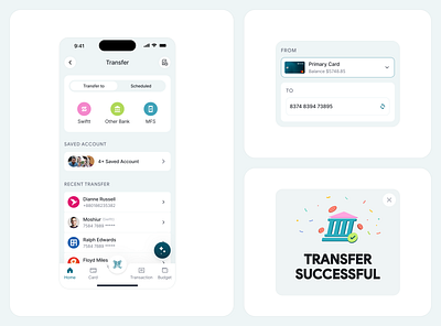 Money Transfer Flow UI, Banking App Design app design banking app clean ui digital wallet finance app fintech design interface design mobile banking mobile ui money transfer payment ui product design transaction ui transfer flow ui design