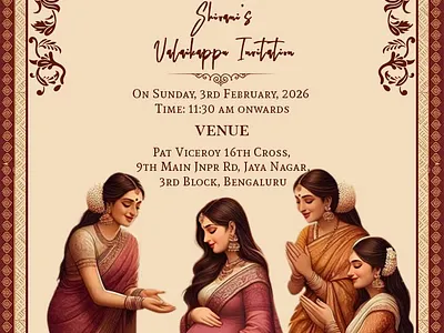 Elegant Maroon and Gold Baby Shower Invitation Card in Tamil baby cards invitation shower tamil