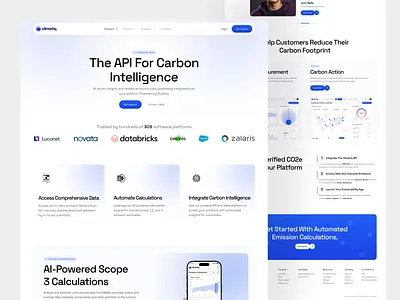 climatiq - AI Driven Carbon Intelligence SaaS Web Design ai landing page ai platform ai saas carbon footprint carbon intelligence carbon tracking climate tech green tech landing page saas landing page saas web design sustainability ui web design