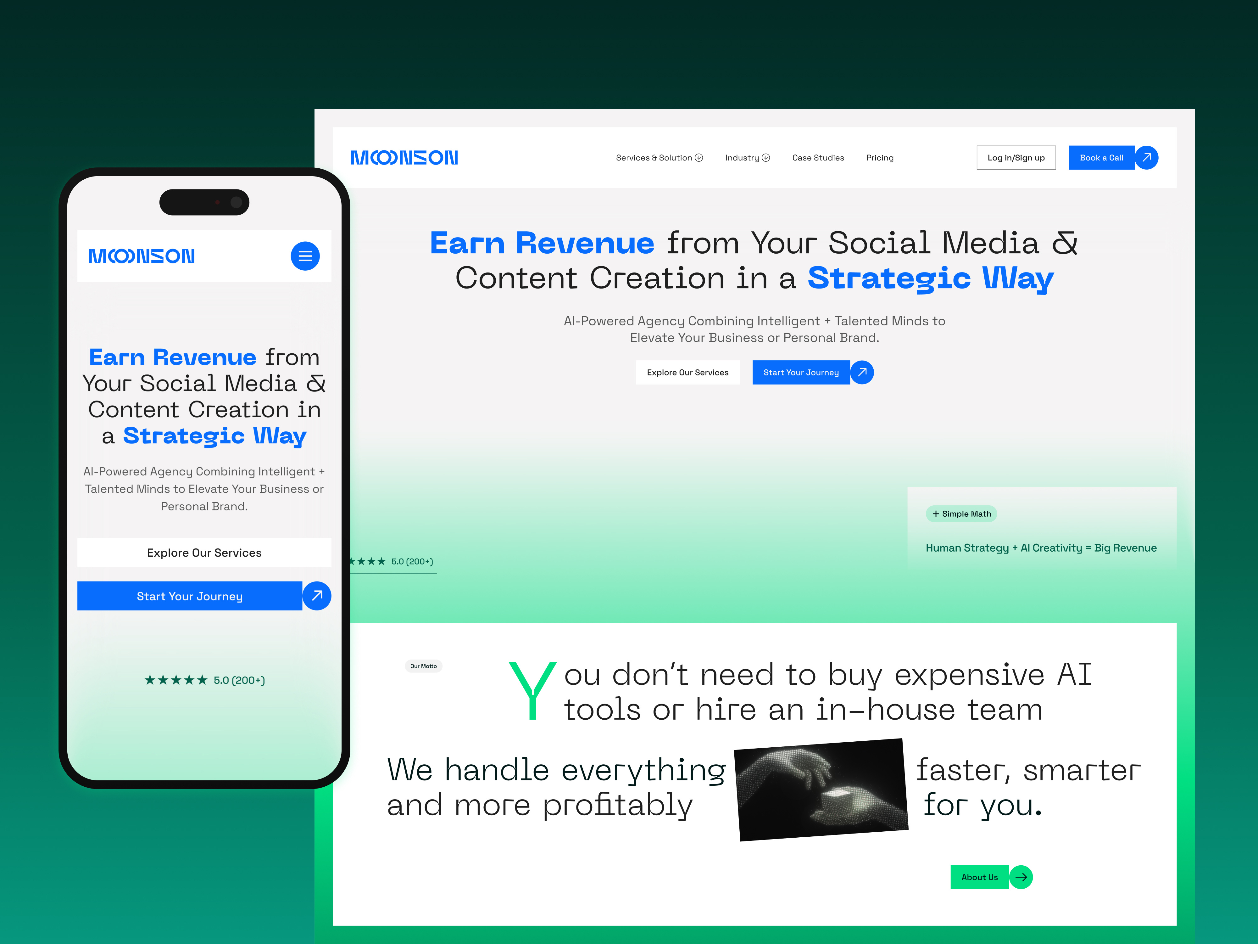 Moonson - Social Media & Content Marketing Agency Website Design agency website design b2b website design content creation corporate website design digital marketing agency figma figma design landing page design modern website pixso design product design social media design ui uxui design website animation website design