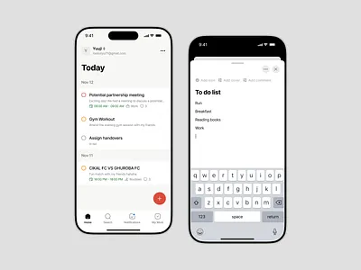 Focusly - Productivity Mobile App Design artificial intelligence calendar check list clean design event management minimalist mobile app planner app planning productivity schedule task app tasks to do todo ui user interface ux