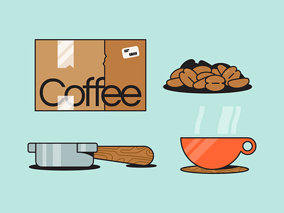 Coffees branding coffee coffee beans iconography icons linework portafilter