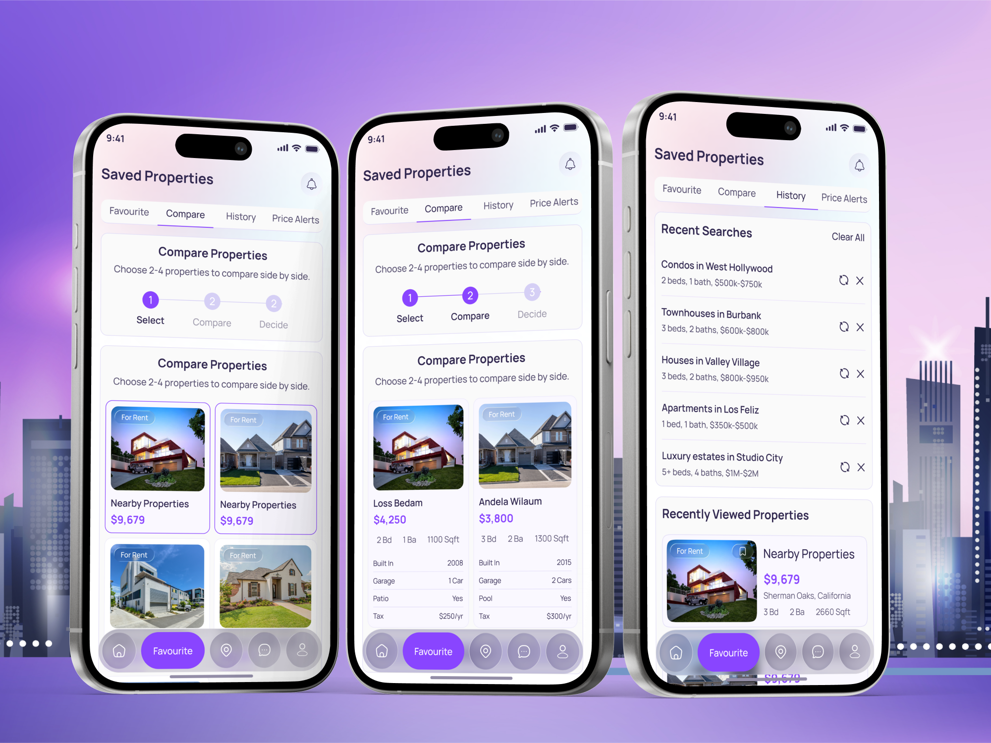 Real Estate App — Saved, Compare, History & Price Alerts UIUX app interface product service startup ui ux web