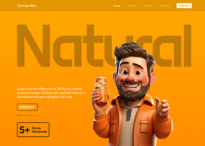 E-commerce Landing Page | Gradient & 3D Character Integration beveragebrand ecommerce foodandbeverage landingpage orangejuice productdesign webdesign