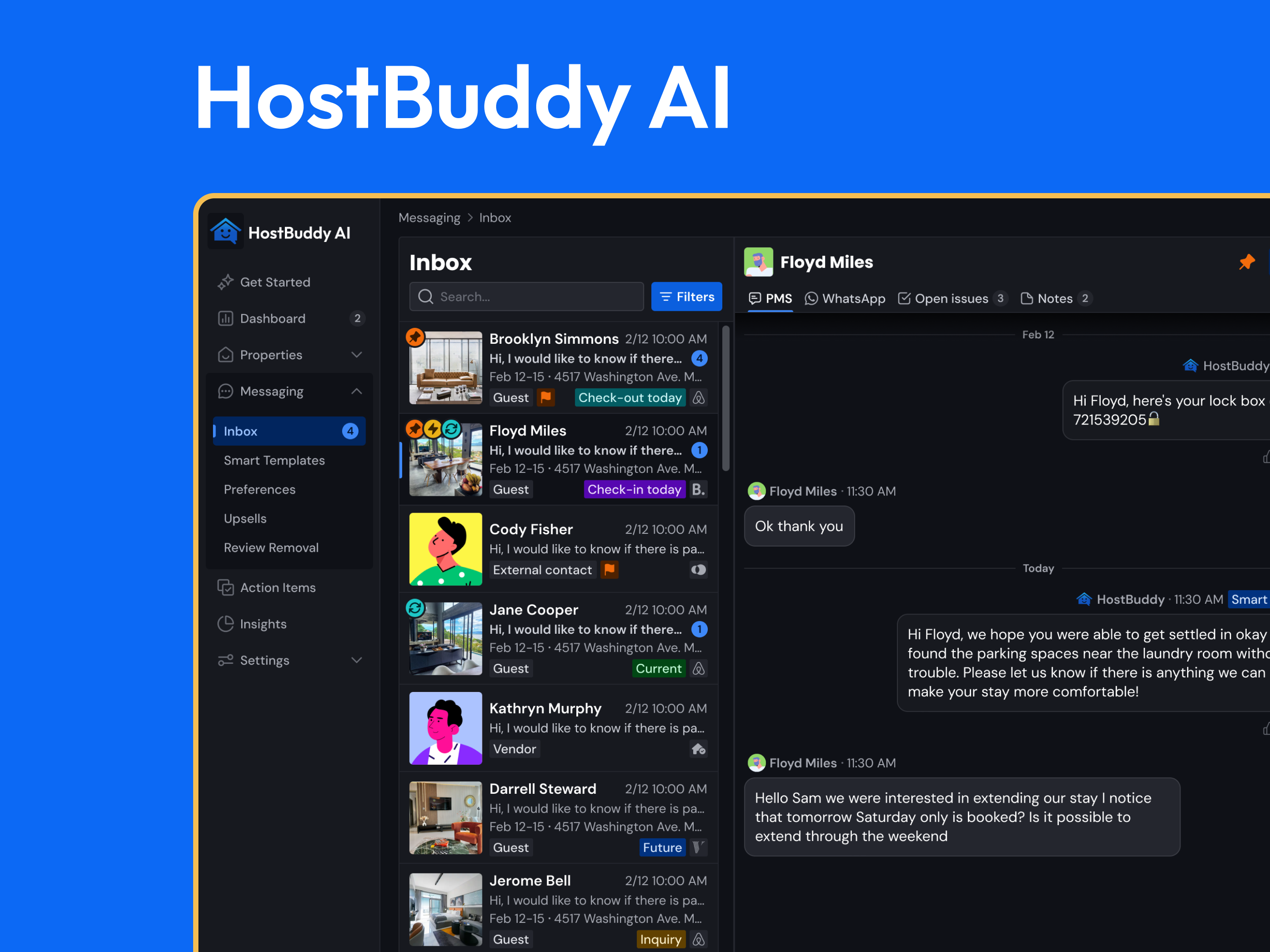 Example of Inbox redesign to improve guest communication and management