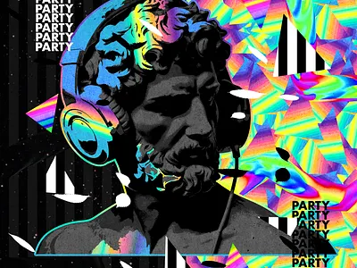 Neon DJ President Rainbow Trippy Rave Poster app branding club design dj flyer graphic design illustration invitation logo neon party poster rave tutorial ui ux vector