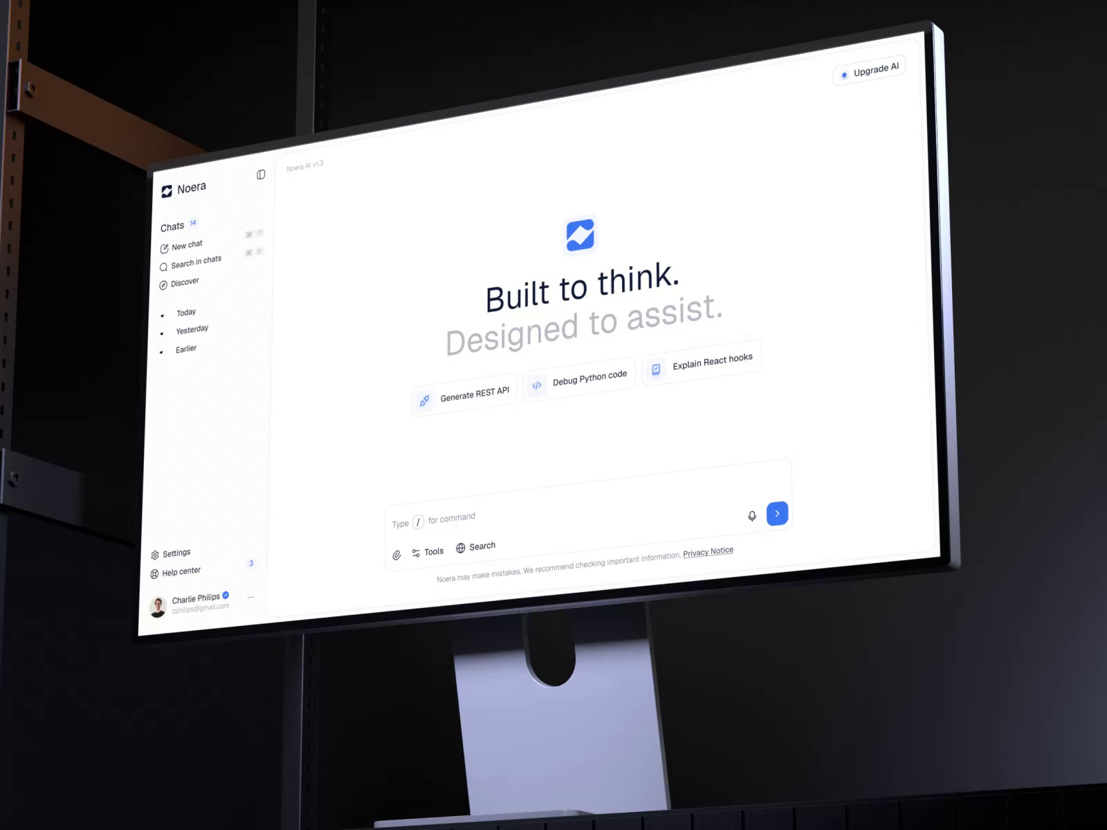 Example of Noera — AI Assistant Website