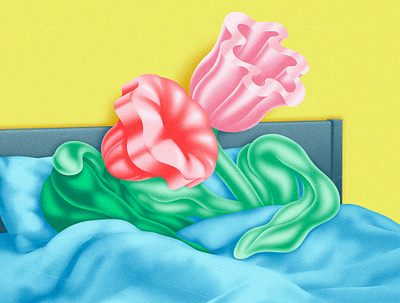 We are just two flowers! Why do we have to get up early for work flowers graphic design illustration laziness sleep work