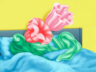 We are just two flowers! Why do we have to get up early for work flowers graphic design illustration laziness sleep work