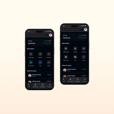 Finance & Referral App — Dark Mode Dashboard (Mobile UI) cleanui darkmode dashboarddesign dribbble earnings figmadesign financeapp fintech mobileui modernui productdesign referralapp ui uidesign ux