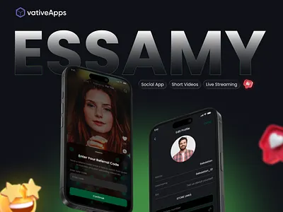 Essamy Live Streaming Mobile App Design app design app interface clean design entertainment app interaction design live streaming live streaming app mobile app mobile design mobile ui product design social app social media app streaming app ui design ui ux user interface ux design video app video streaming