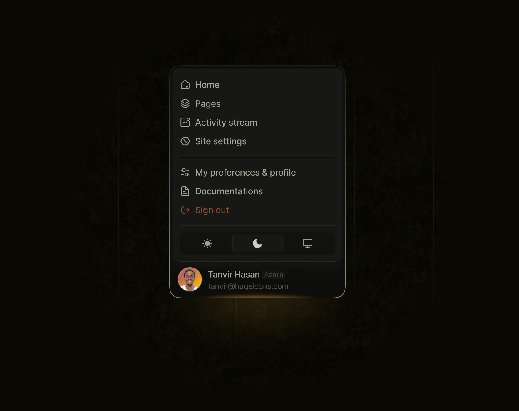 Example of Beautiful dark dropdown