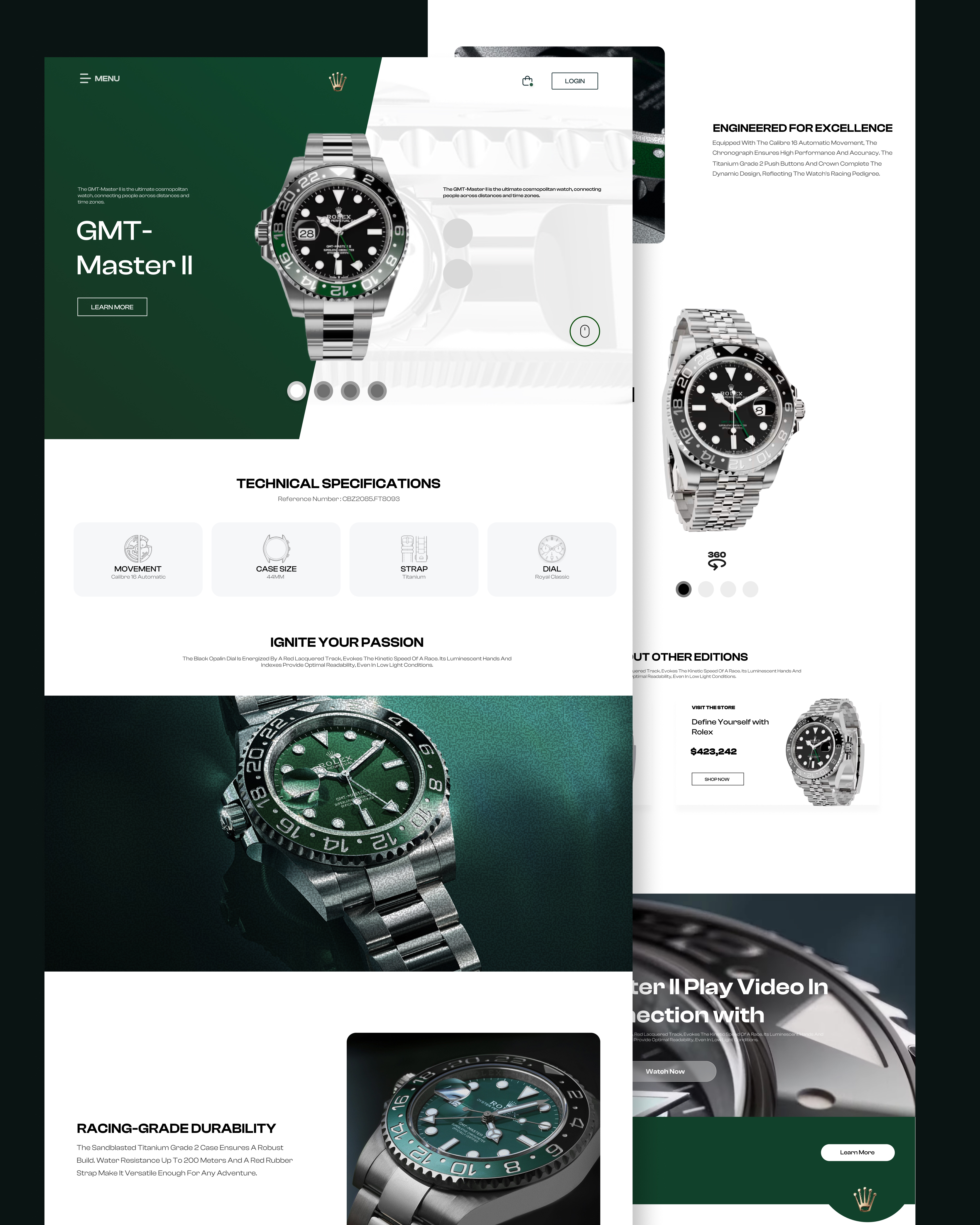 Rolex Landing page Design app branding design graphic design ui ux
