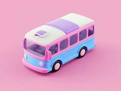 3D Cartoon Modern Bus | 3D Cartoon bus with pastel colors 3d 3d render ai blender cute design graphic design illustration pastel colors render soft style