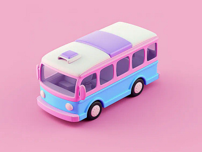 3D Cartoon Modern Bus | 3D Cartoon bus with pastel colors 3d 3d render ai blender cute design graphic design illustration pastel colors render soft style