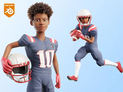 NFL Sport Player - Cartoon 3D model 3d america american atlhete blender cartoon football helmet illustration illustrations nfl player render resources sport stylized superbowl usa